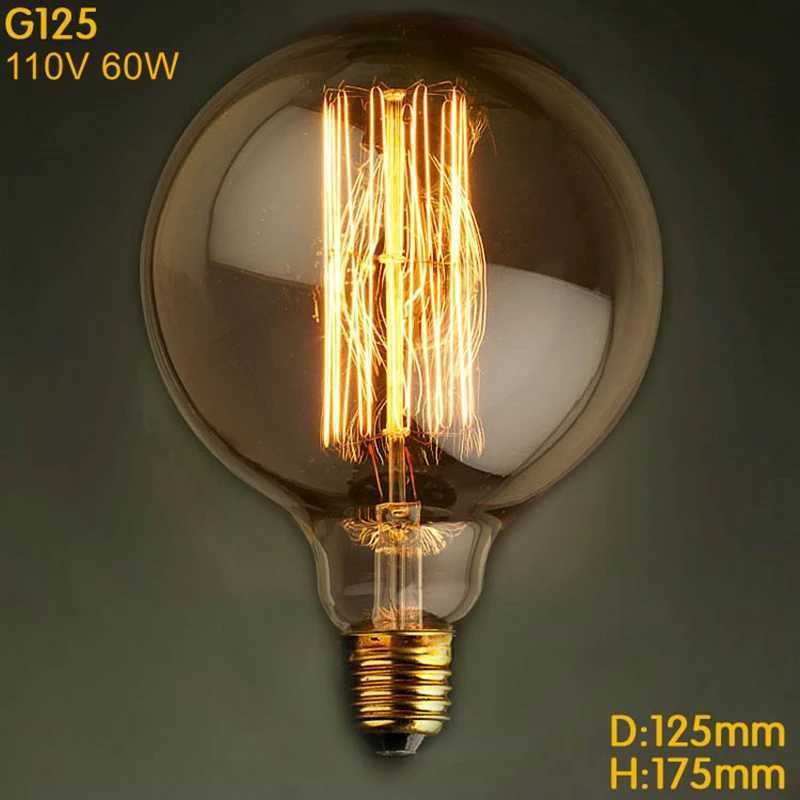 Outlet free ship Globle G125 110V 60W straight 5 filament lamp for vintage edison fixture E27 AC110V130Voltage lighting bulb C250917