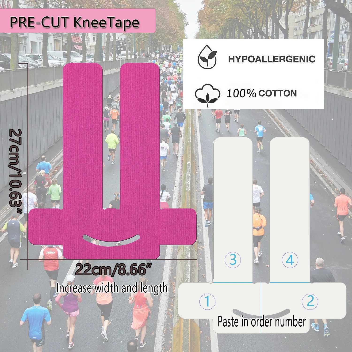 612pcs Precut Kinesiology Tape for Knees Elastic Knee Support Stability Pain Relief Sports Waterproof Breathable Athletic Tape J250917