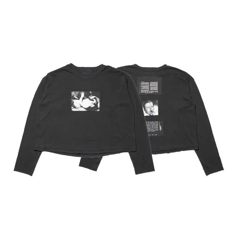 Graffiti Portrait Print Patchwork Sweatshirt Letter Long Sleeve T-shirt American Street Cotton Loose Men Women Top Tees