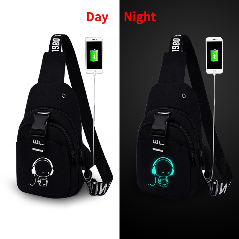 The glow-in-the-dark anti-theft chest bag is trendy and casual, with a slanted cross that is waterproof and wear-resistant