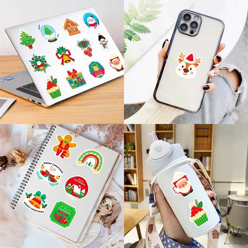 50pcs Christmas Santa Stickers Kids Cartoon Doodle Creative Stickers Water Bottles Laptop Phones Decoration Graffiti Sticker C250918