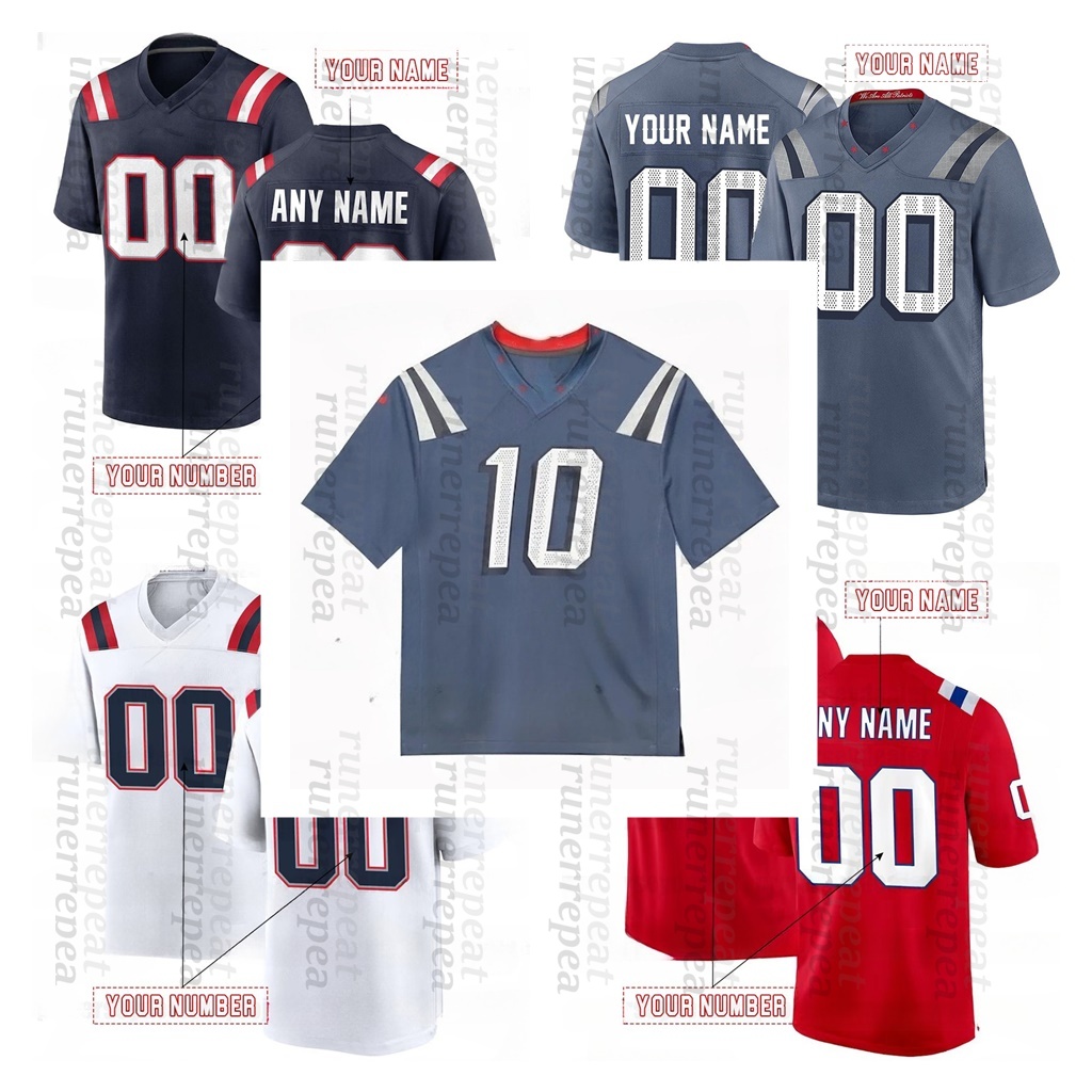 Custom Football 2025 Rivalries Jersey Drake Maye Rhamondre Stevenson Hunter Henry Jahlani Tavai Stefon Diggs Christian Gonzalez 12 Brady Mike Vrabel 9