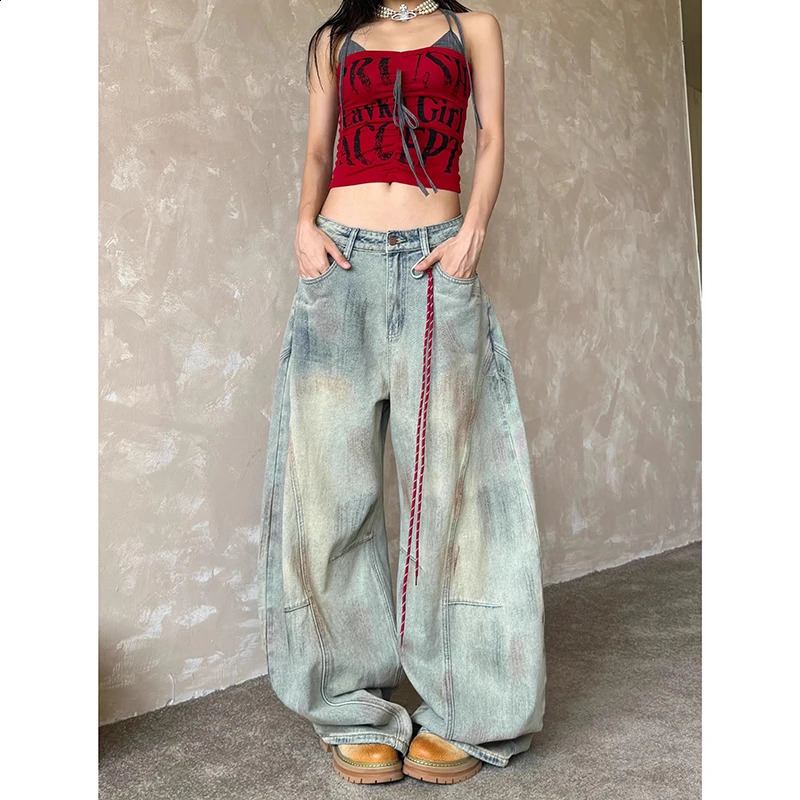 Womens Light Blue Y2k Baggy Jeans Harajuku Aesthetic Japanese 2000s Style Denim Trousers Vintage Cargo Pants Trashy Clothes Z260313