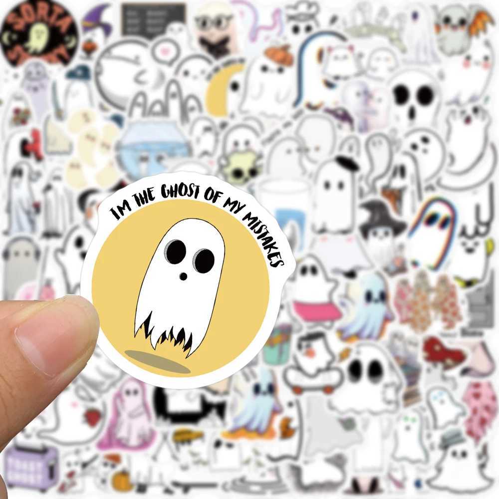 100pcs Funny Cartoon Ghost Stickers For Luggage Guitar Phone Diary Waterproof Graffiti Kids Toy DIY Cute Spooky Laptop Decals C250918