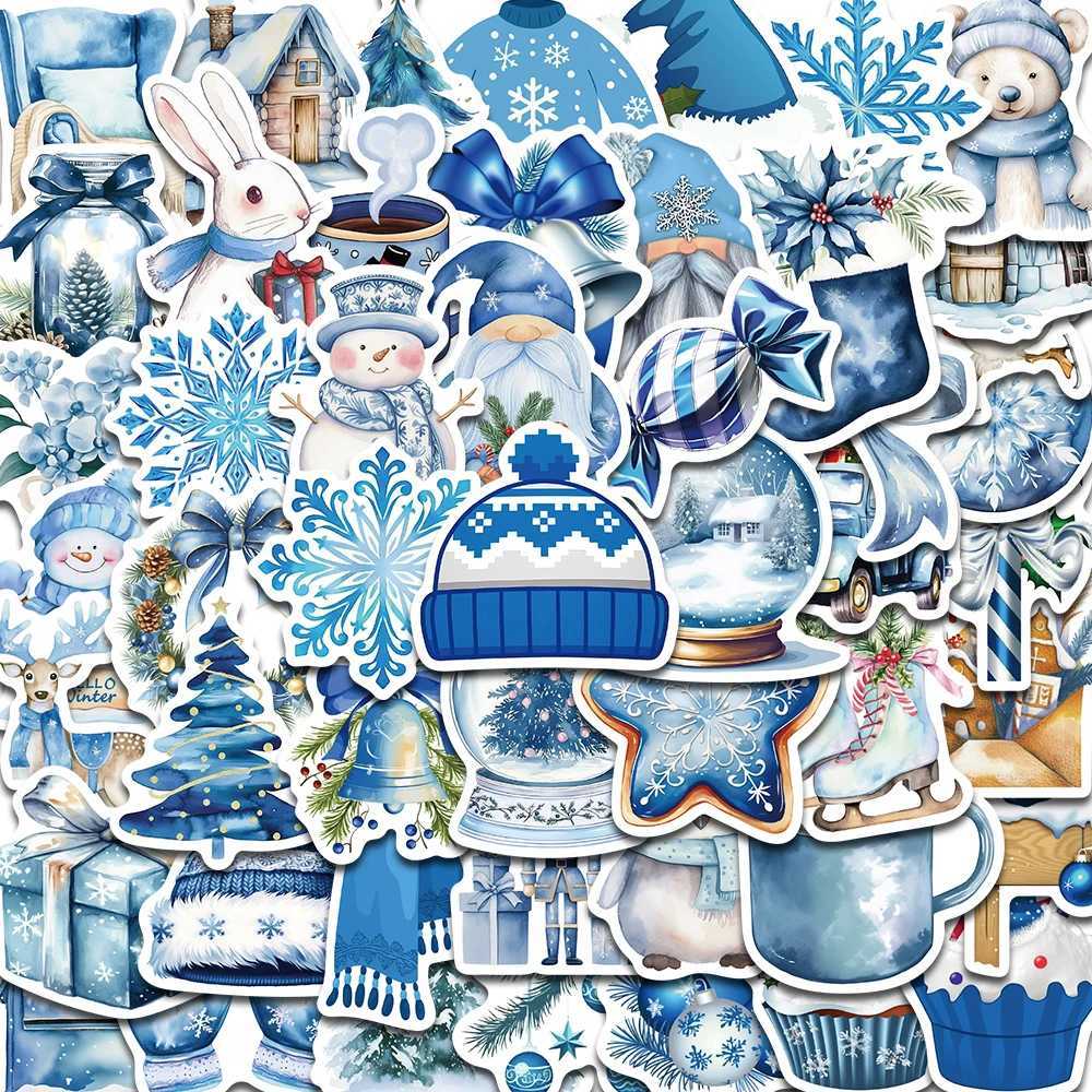 50PCS Blue Winter Stickers Scrapbooking Laptop Graffiti Room Community Art Picture Diary Y2k Fashion Phone Fun Christmas Sticker C250918