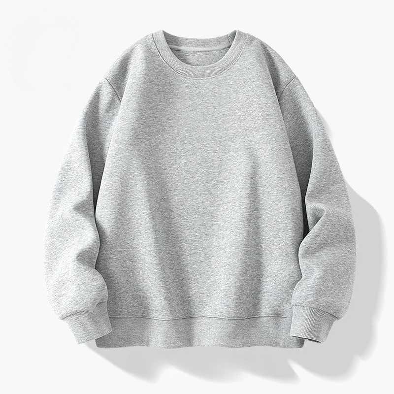 mens and womens Solidcolor Crewneck hoodie suitable highstreet American style heavyweight longsleeved top for couplesZ250918