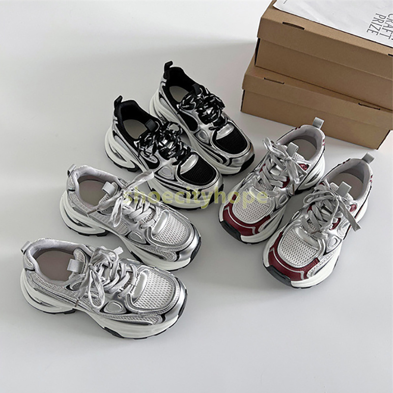 Fashionable running shoes Mesh Breathable womens trainers Vintage Street-style comfort durable Shock-absorbing Air-cushion sneakers size 35-40