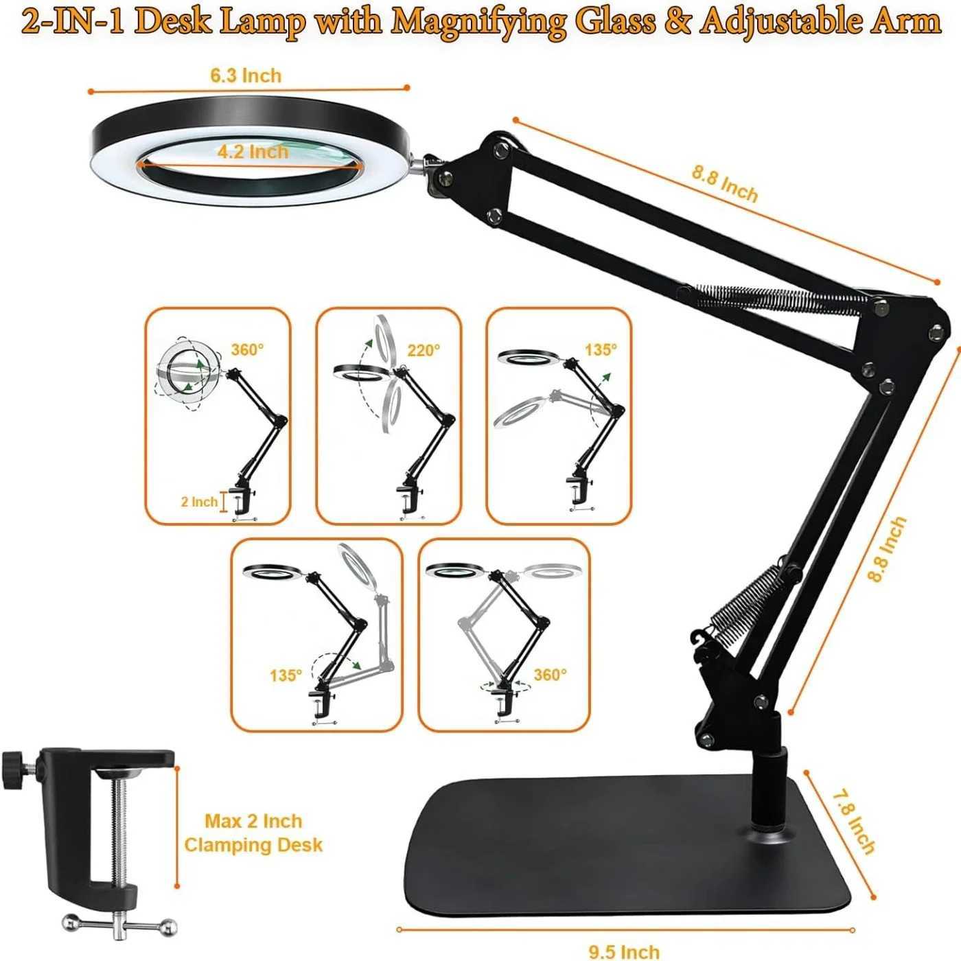 Foldable Portable Magnifying Glass Lamp Eye Protection Reading Learning Table Lamp Repair Makeup Beauty Nail Art Work Lamp C250918