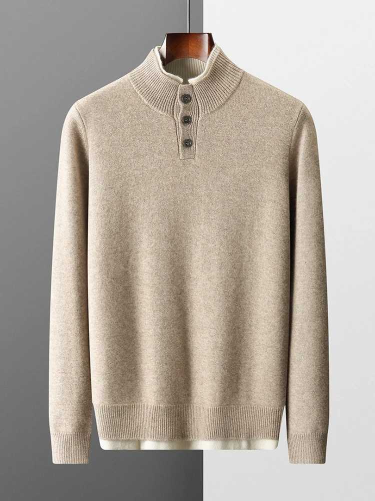 MEETCC Luxury Men 100 Cashmere Pullover Thick Warm Fake 2 PCS Sweater Autumn Winter Casual Smart Knitwear Quality Jumper TopsZ250918