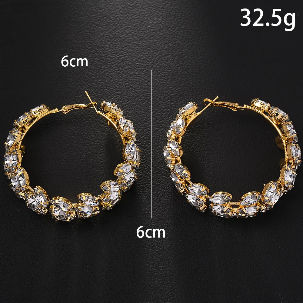 Stonefans Boho Crystal Hoop Earrings for Women Rhinestone Big Hoop Statement Jewelry Elegant Accessories for Wedding Gift250917