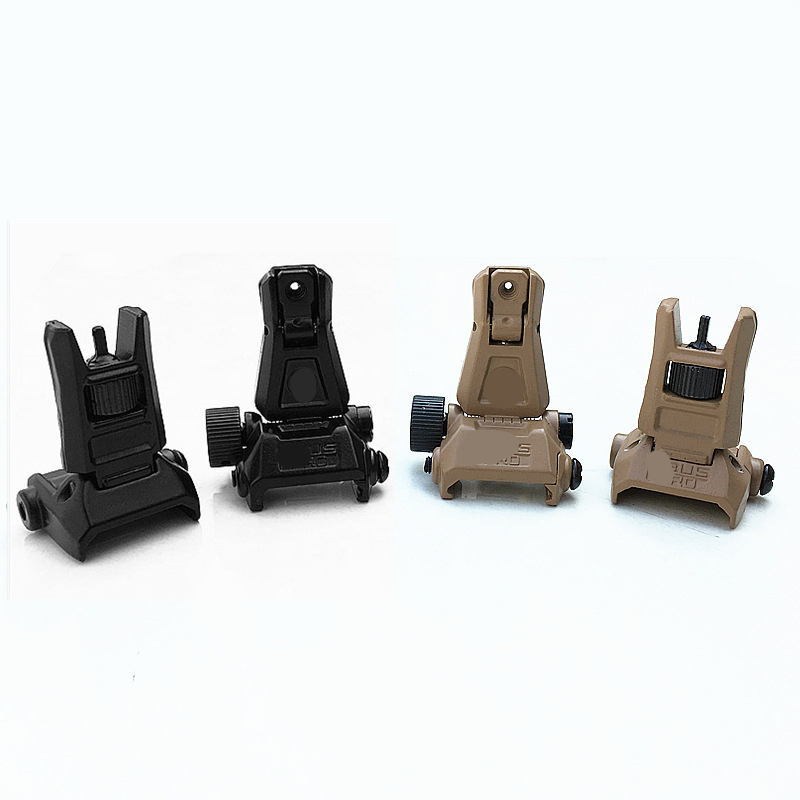 Low Profile Flip-up Mental Tactical Fixed Sight Folding Iron Sights Front & Rear