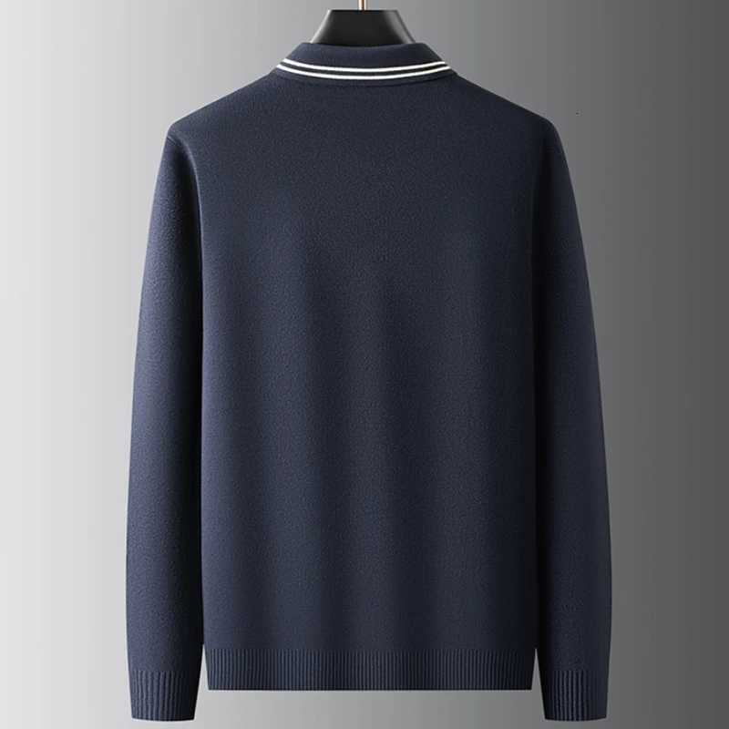 8XL 7XL 6XL Pull Homme 2025 New Fall Winter High End Luxury Thin Wool Sweater Men Soft Warm Mens Jumpers Zipper Lapel PulloversZ250918