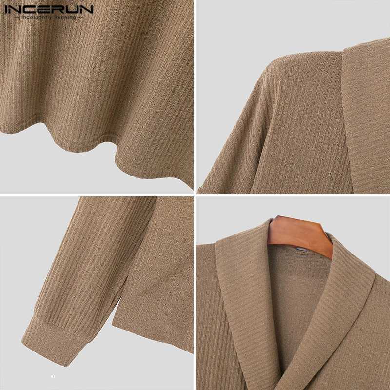 INCEUN Tops 2025 Korean Style Fashion Mens Knitted Stripe Pullovers Autumn Winter Casual Lapel Long Sleeved Male Sweaters S5XLZ250918