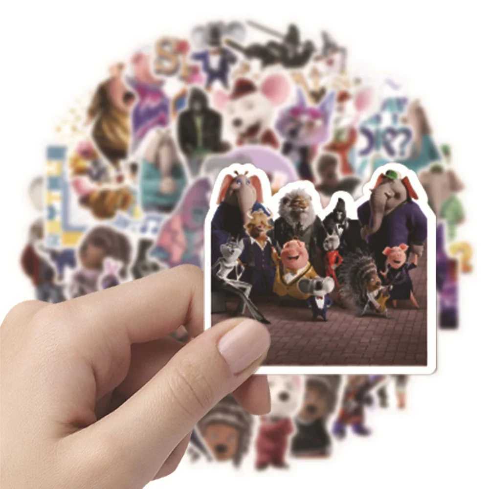 50pcs Sing 2 Movies Stickers Buster Moon Cartoon Sticker Laptop Skateboard Guitar Phone Notebook Car Bike Kid Decal Toys C250918