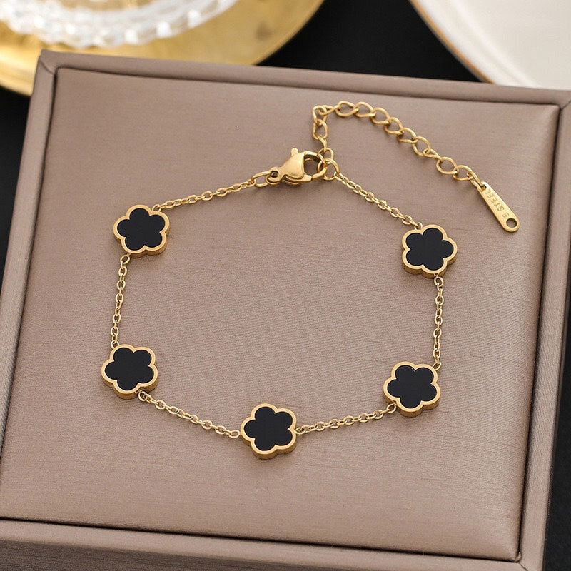 bracelets designer bracelet highend fourleaf clover stainless steel bracelet gold doublesided shell fashion nonfading jewelry bracelet designer