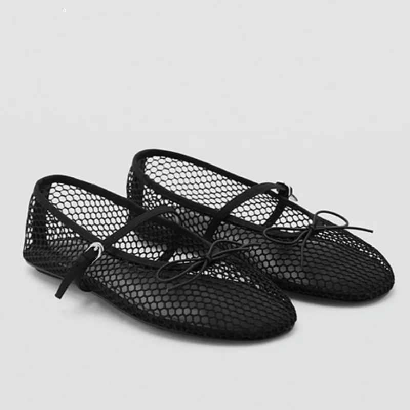 Mesh Summer Ballet Flats Shoes Women Buckle Strap Breathable 2025 New Flats Shoes Ladies Black Mary Janes Footwear Loafers W250918