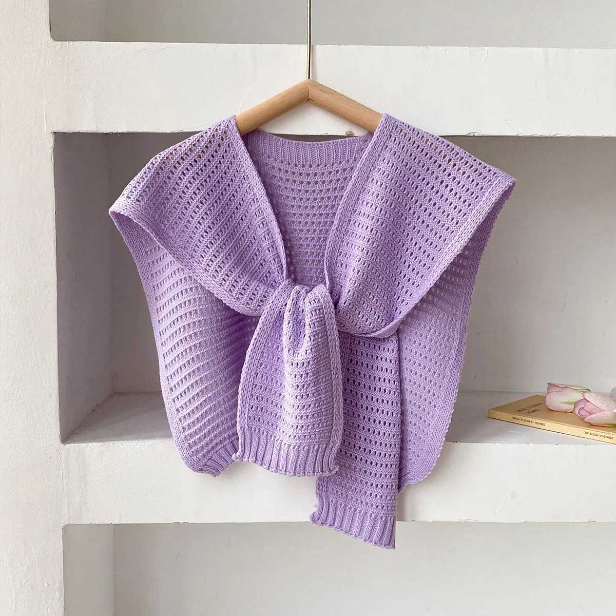 Korean Leisure Versatile Knitted Shl Summer Air Conditioning Fake Collar Neck Ce Shoder Solid color Scarf For Wen Y250918