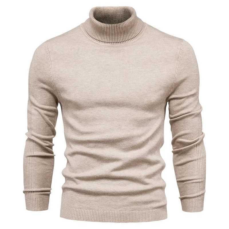 New Autumn and Winter Casual Mens Solid Color Pullover Sweater Turtleneck Mens Casual Multicolor Comfortable Knitted SweaterZ250918