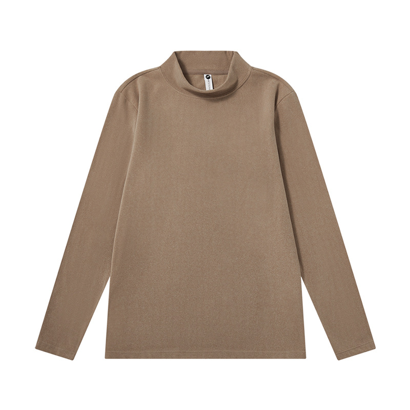 Unisex 285g Double-Sided Fleece Turtleneck Tee - Elastic, Warm Inner Wear for Men, Women & Teens (Autumn/Winter)-12DR