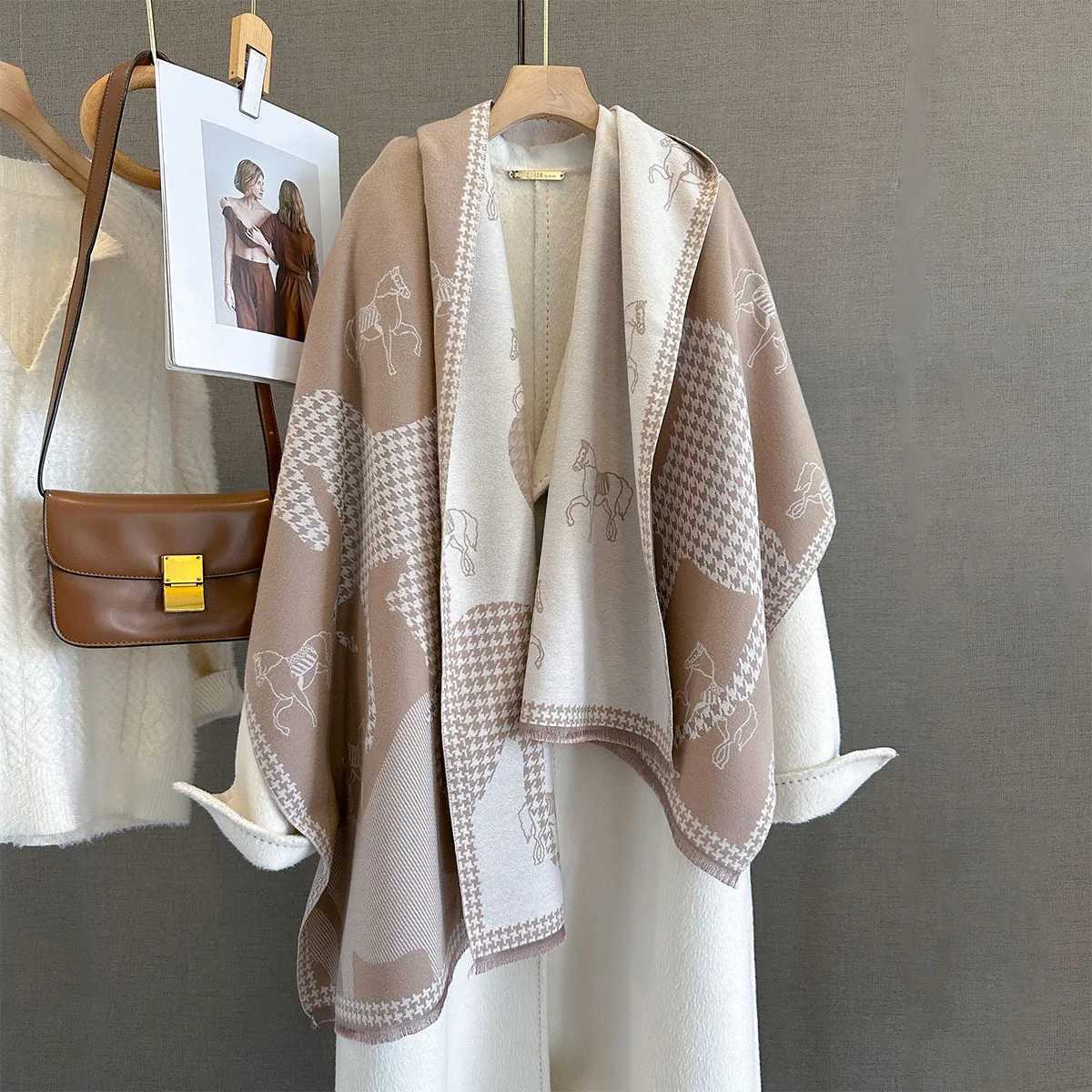 Autumn Winter Cashmere Warm Shl Luxury Designer Quty Houndstooth Scarf Wr for Wen Thick Blanket Stoles Long Y250918