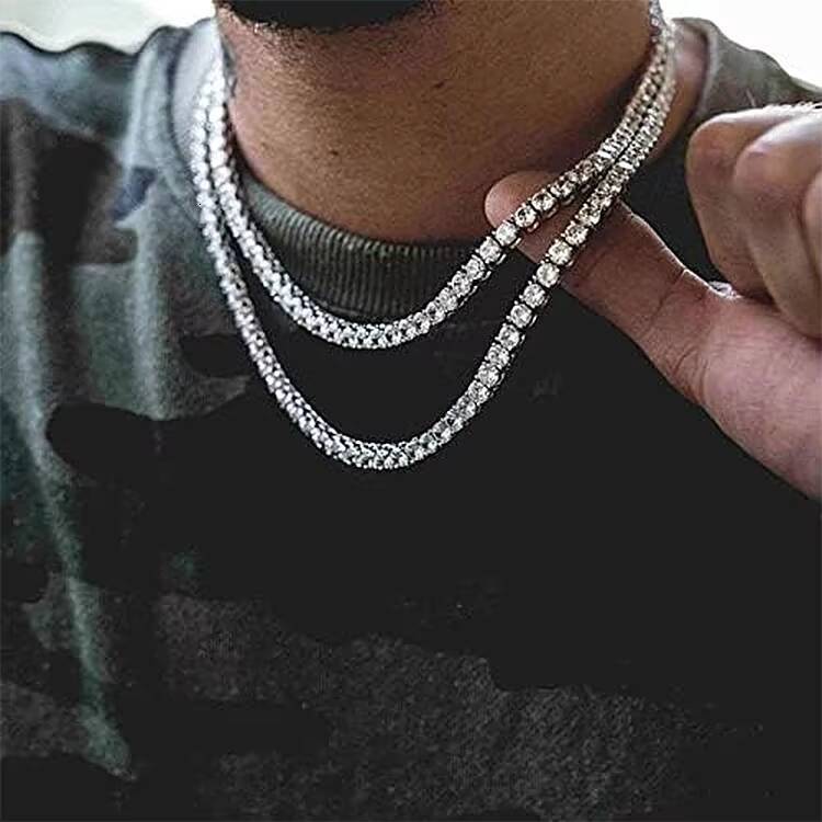 VVS Moissanite Diamond Tennis Chain Bracelet 925 Sterling Silver Hip Hop Charm 2mm to 65mm Sizes