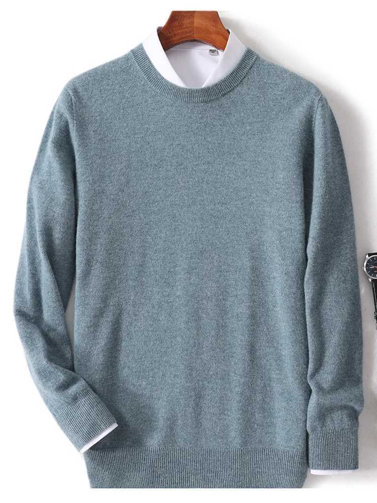 Mens ONeck Autumn Winter Casual Loose Pullover 100 Merino Wool Knitted Sweater Contrasting Colors Soft Warm Clothing TopsZ250918