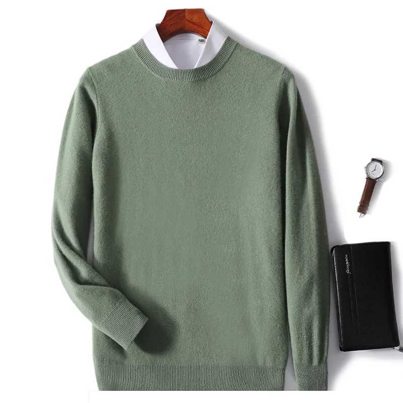 Mens Sweater AutumnWinter 100 Wool Sweater Round Neck Long Sleeve Hoodie Loose Solid Color High end Knitted Cashmere SweatersZ250918