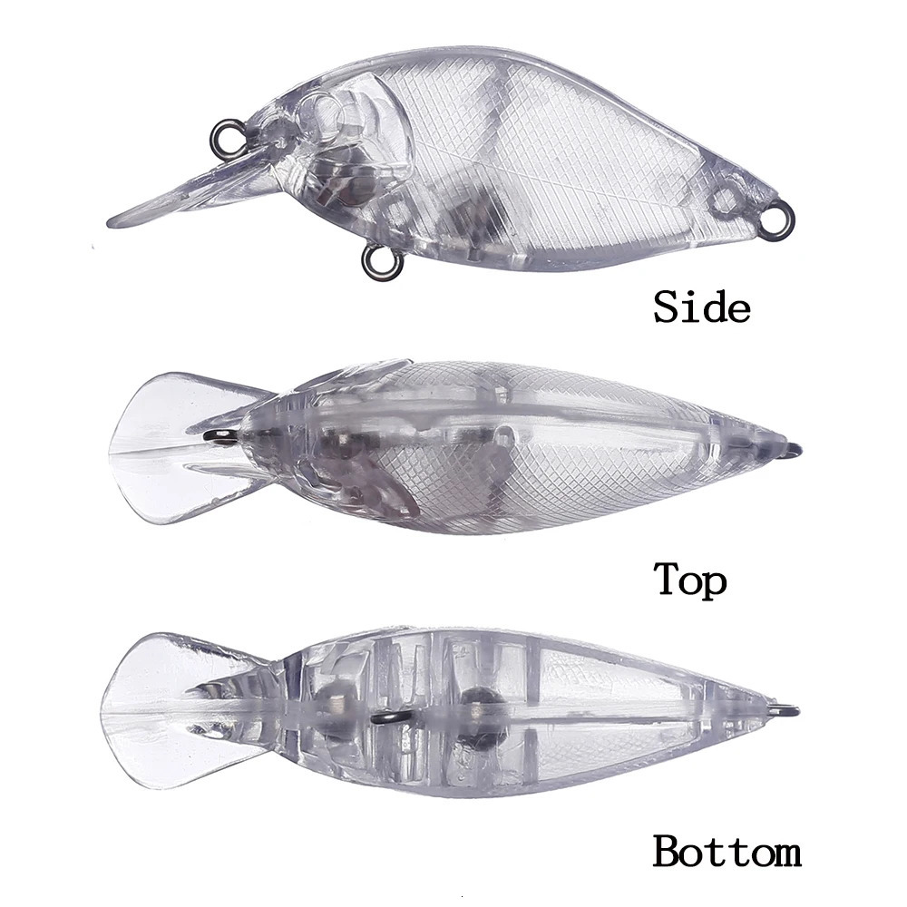 ChansHuang 20PCS Unpainted Blanks Bait 65mm 72g Floating Diving Lip Rattles Crankbait DIY Transparent Handmade Fishing Lure 250917