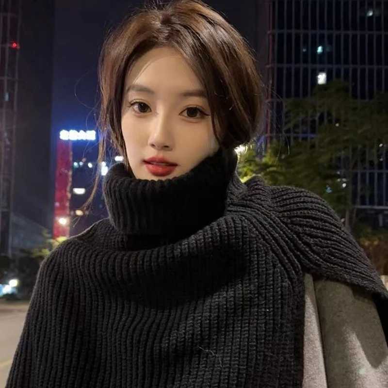 Wool Knitted Shl for Wen Winter Pr Scarf Fake Collar Warm Neck Covers Outdoor Windproof Turtleneck Shls Y250918