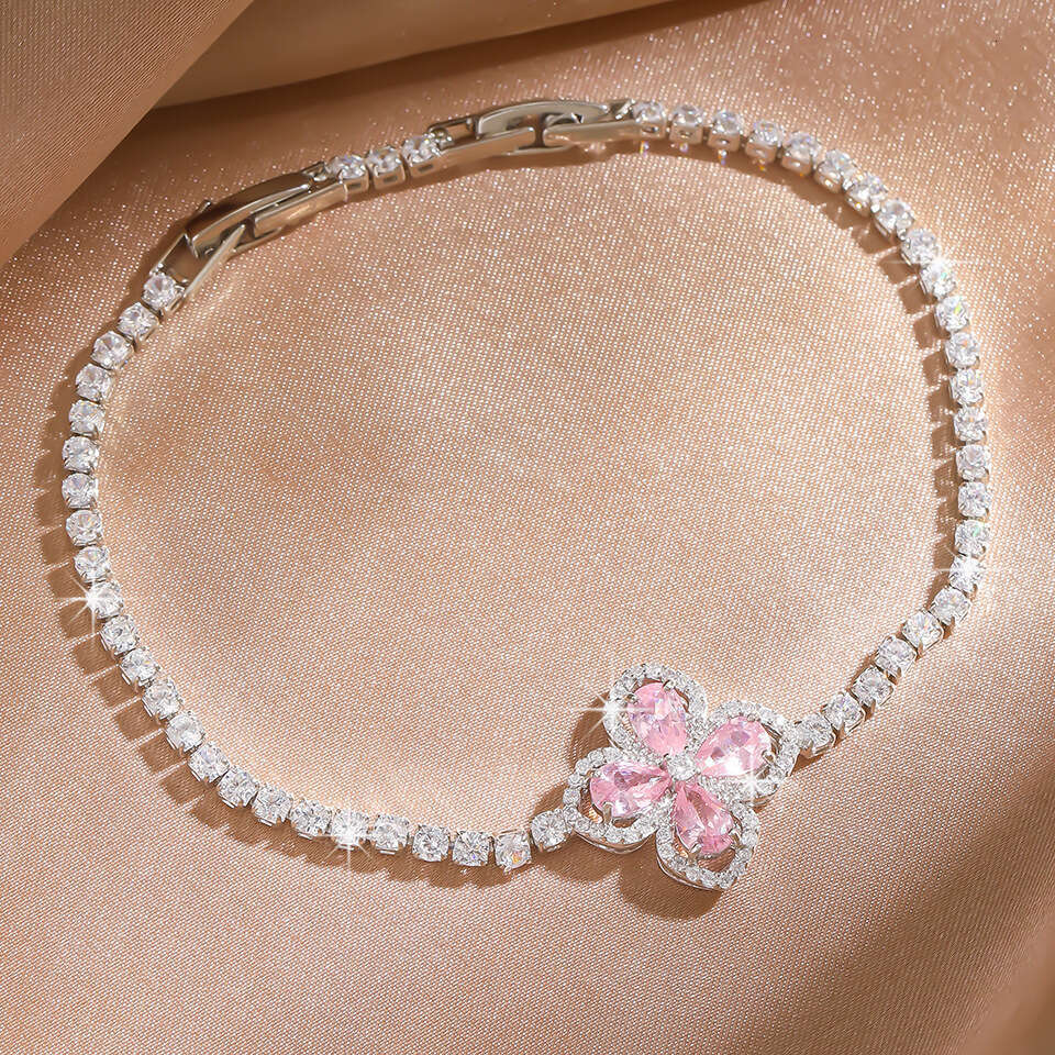 RAKOL 2025 New Ins Style Flower Inlaid Green Dia Bracelet for Women Simple Versatile Classic Jewelry ddmypluto