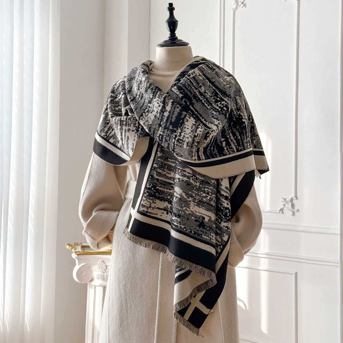 Wens Winter Fashion Warm Thick Imitation Cashmere Poncho Luxury Shl Wr Versatile Bufanda Echarpe Scarf Y250918