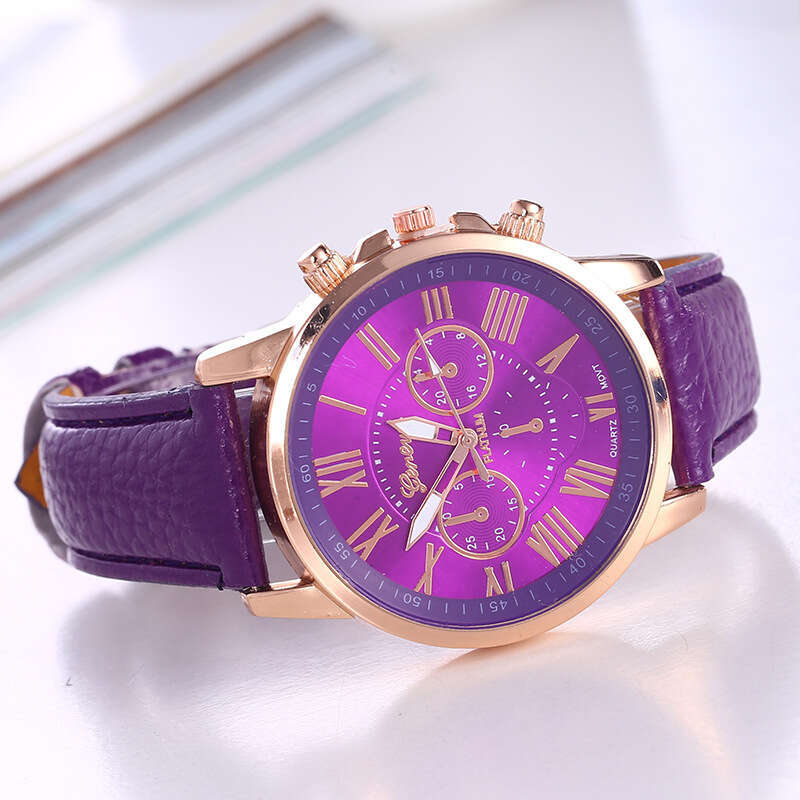 New Leather Strap Geneva Quartz Fashion Women's with Numerals Men's Watch