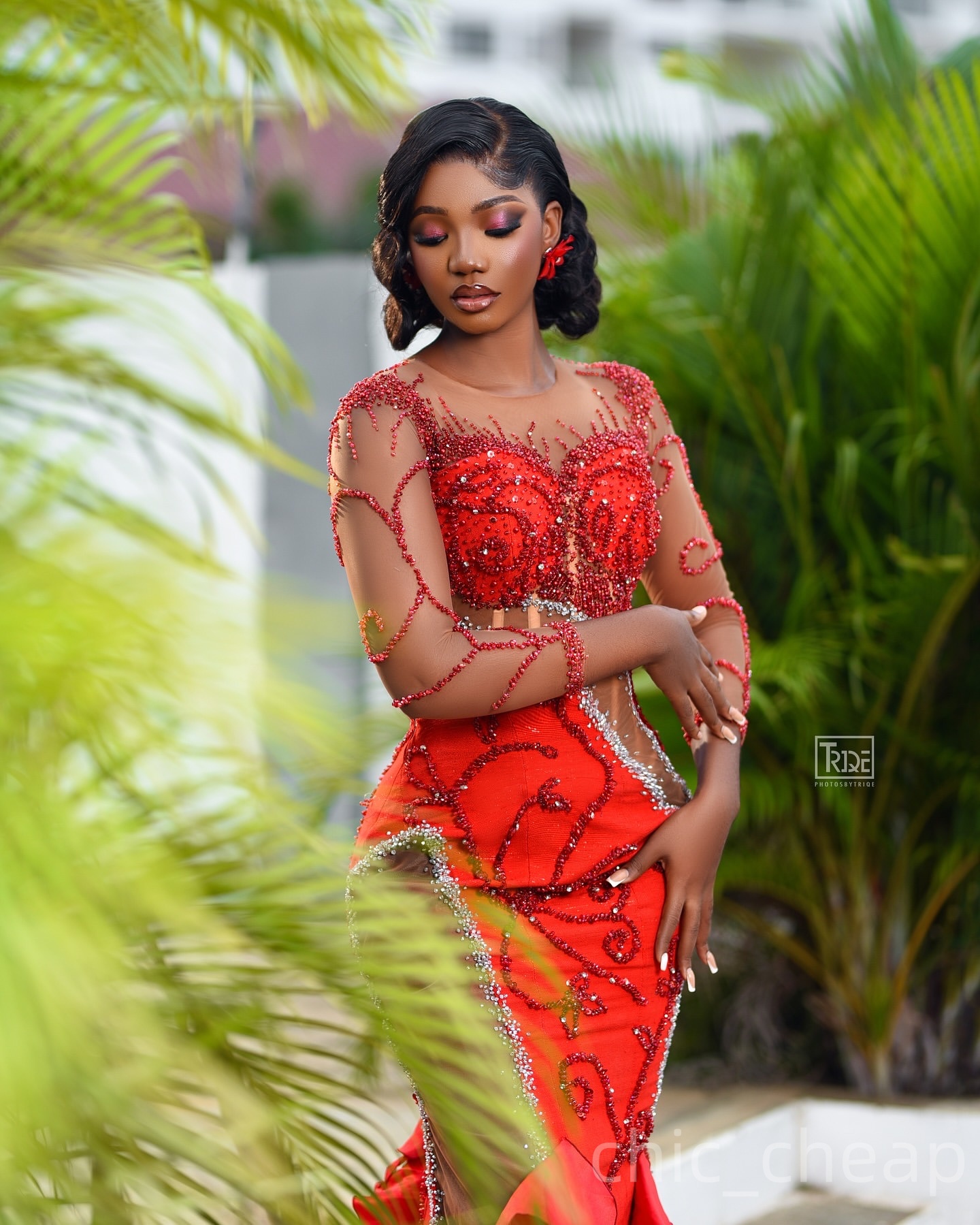 Mermaid Red Prom Dresses 2025 Sheer Neck Beaded Crystals Illusion Satin Evening Formal Party Second Birthday Engagement Gowns Plus Size Dress For Spec