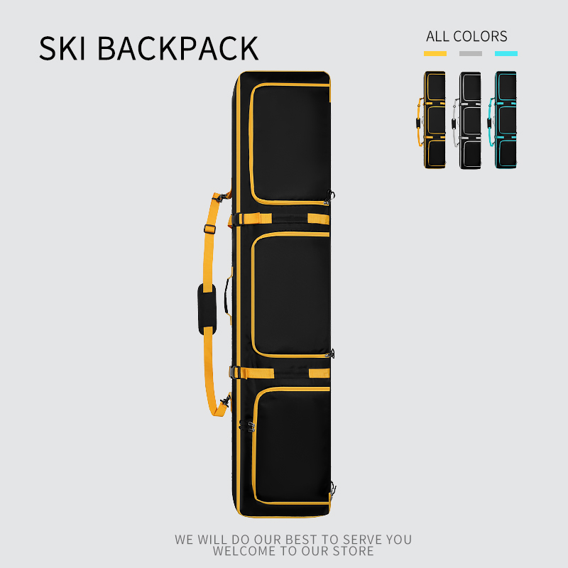 Ski Bag Dual Board Bag with Wheels Large Capacity Ski Backpack Dual Board Carry Bag Dry/Wet Separation Sampling link