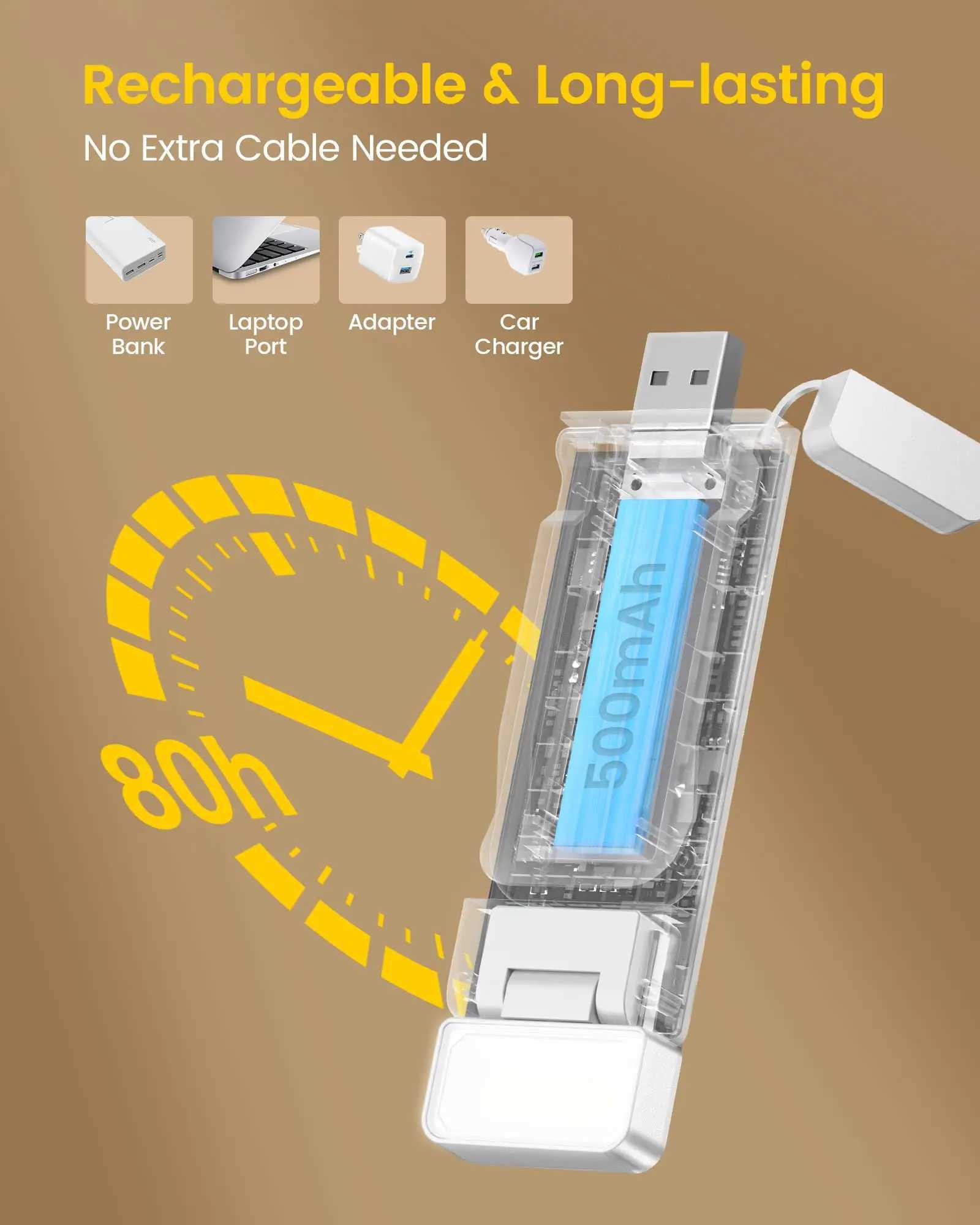 2024 6000K New Wider Coverage Book Lighting Lamp Foldable Mini Usb Rechargeable Led Portable Clip On Book Reading Light For Book C250918