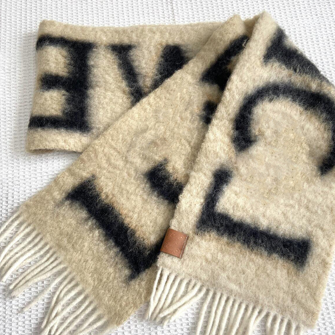 Lady's Winter Striped Scarf Designer Style Cashmere Scarf Full Letterprint Scarf Extremely Women's Winter Striped Scarf 1/27