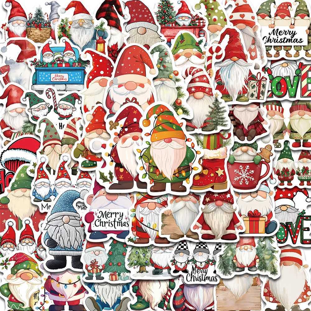 50PCS Happy Christmas Gnome Stickers PVC Decorative for Home 2024 Wall Sticker Gift Year Christmas 2025 Aesthetic Phone Sticker C250918