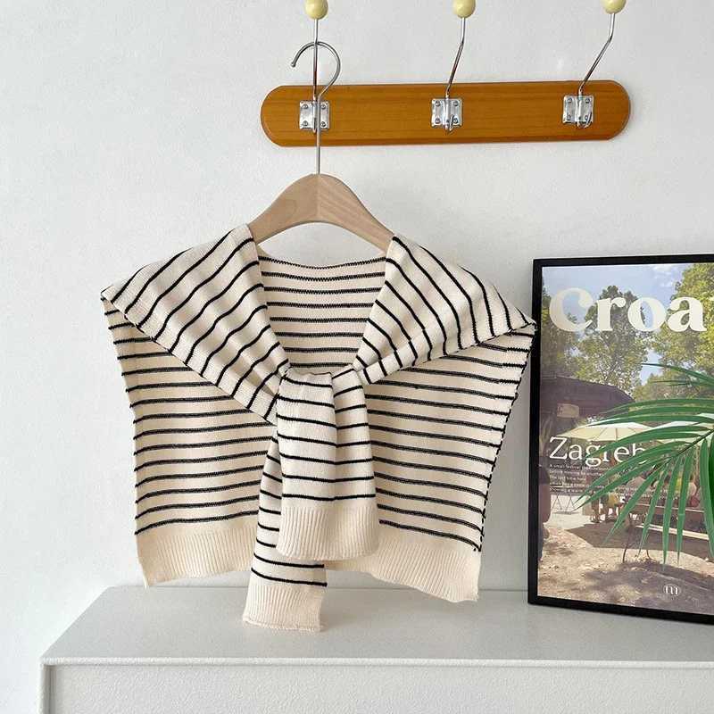 Spring Fall Solid Color Knitted Shl Stripe Shoder Ce Autumn Elegant Style Outside Sunscreen Cloak For Wen Y250918