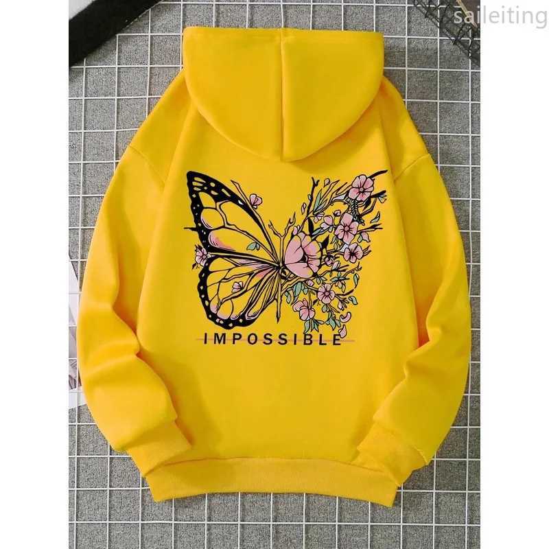 Fashion Creative Butterfly Splicing Flower Pattern Hooded Sweatshirt Women Winter Harajuku Street Hoodie Winter Clothes WomenZ250918
