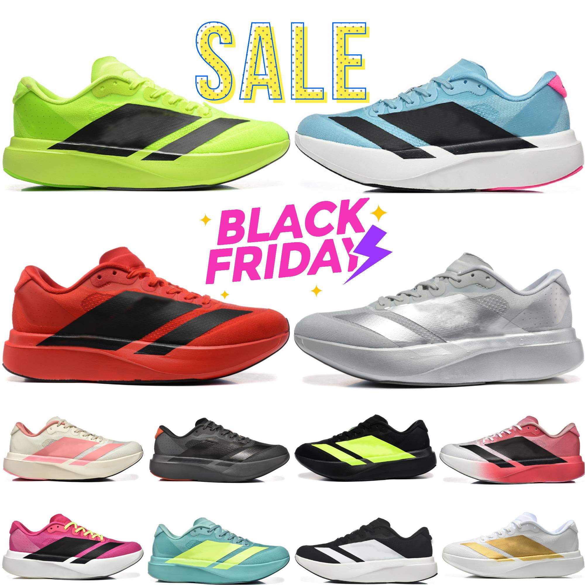 Designer Adizeross Evo SL Running Shoes Men Women AdiosPro 3 4 Lucid Red Black White Silver Metallic Flash Aqua Lucid Lemon Better Scarlet Orbit Grey Outdoor Sneakers