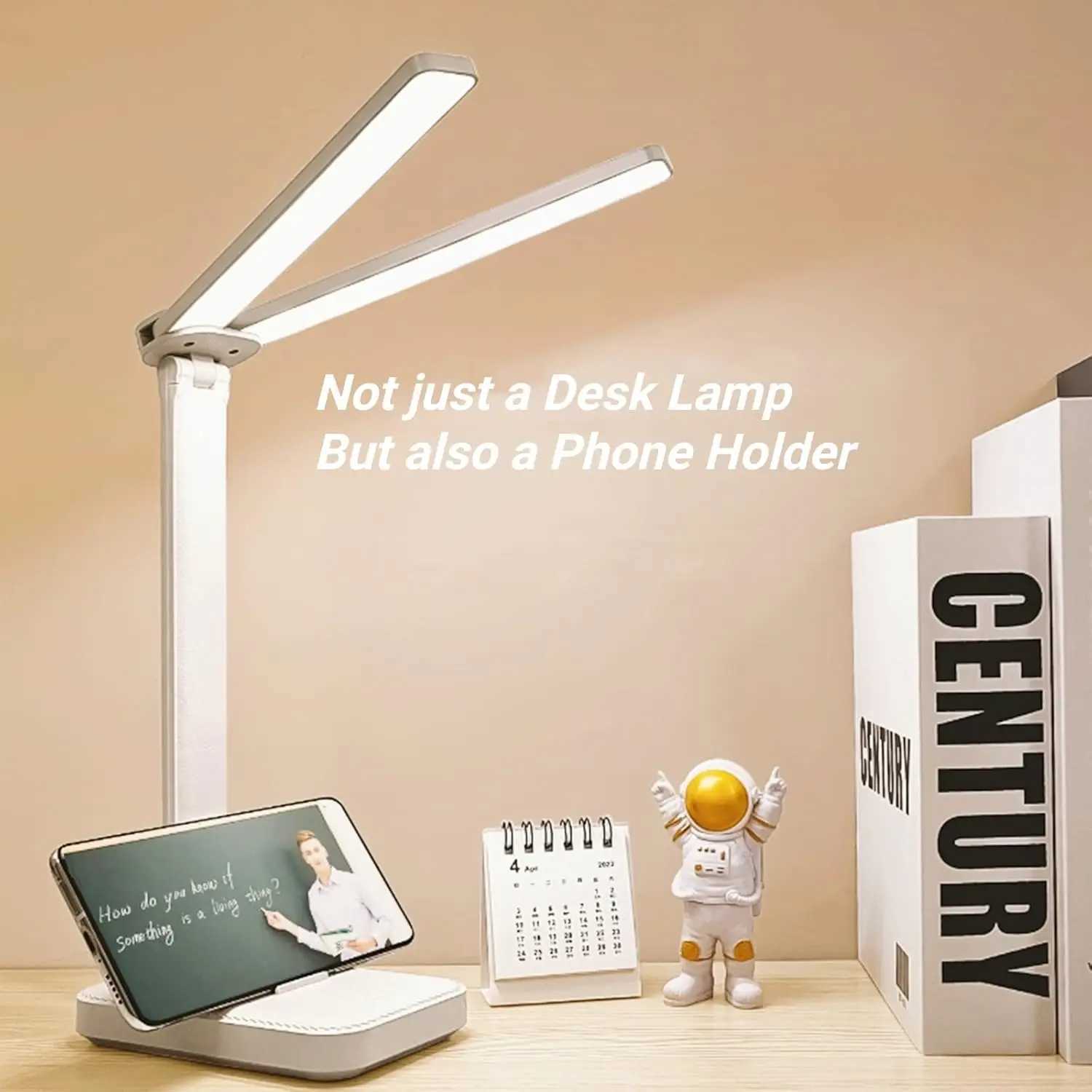 LED doublehead desk lamp 3level dimmable touch night light USB rechargeable eyeprotection foldable bedside reading desk C2509181