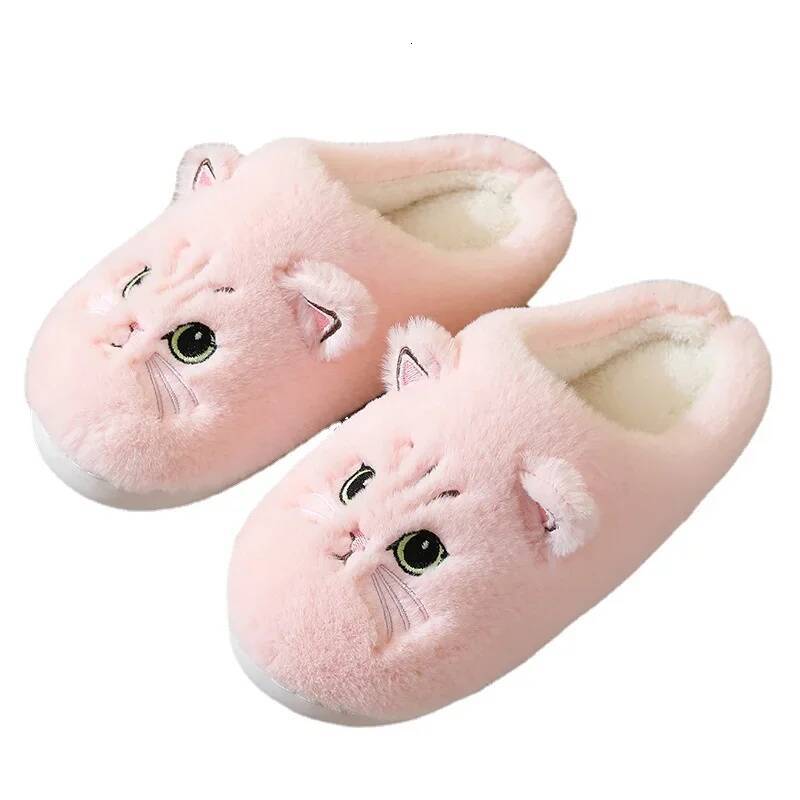 Winter Home Women Shoes Cute Cartoon Cat Slippers Men Warm Plush Slides Indoor Bedroom Non-Slip Floor Slipper ddmymonkey ddmymonkey