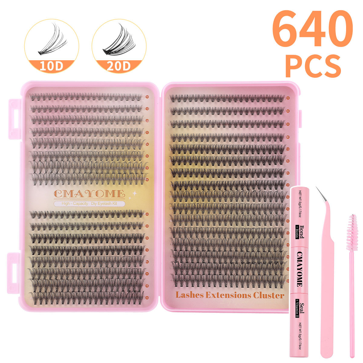 DIY Individual Eyelashes Thick Curled Cluster Lashes Kit with Lash Bond & Seal Reusable Handmade DIY Segmented Eyelash Extensions Set Soft Light Graft