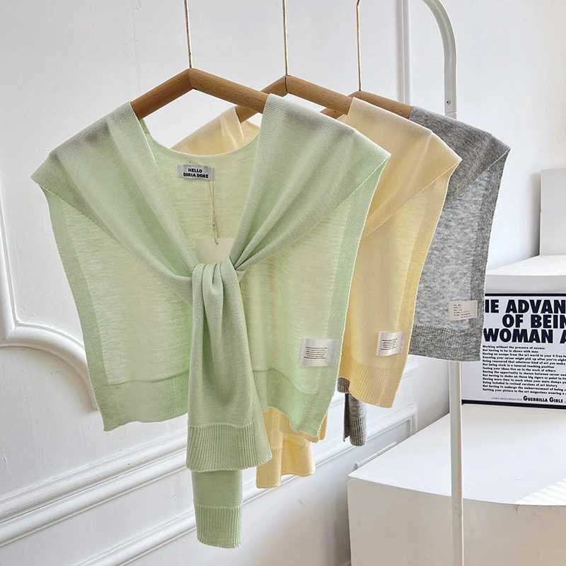 Korean Sle Pure Color Knitted Small l Wens Summer Air Conditio Ro MtiFunctional Ne Protection oder Y250918