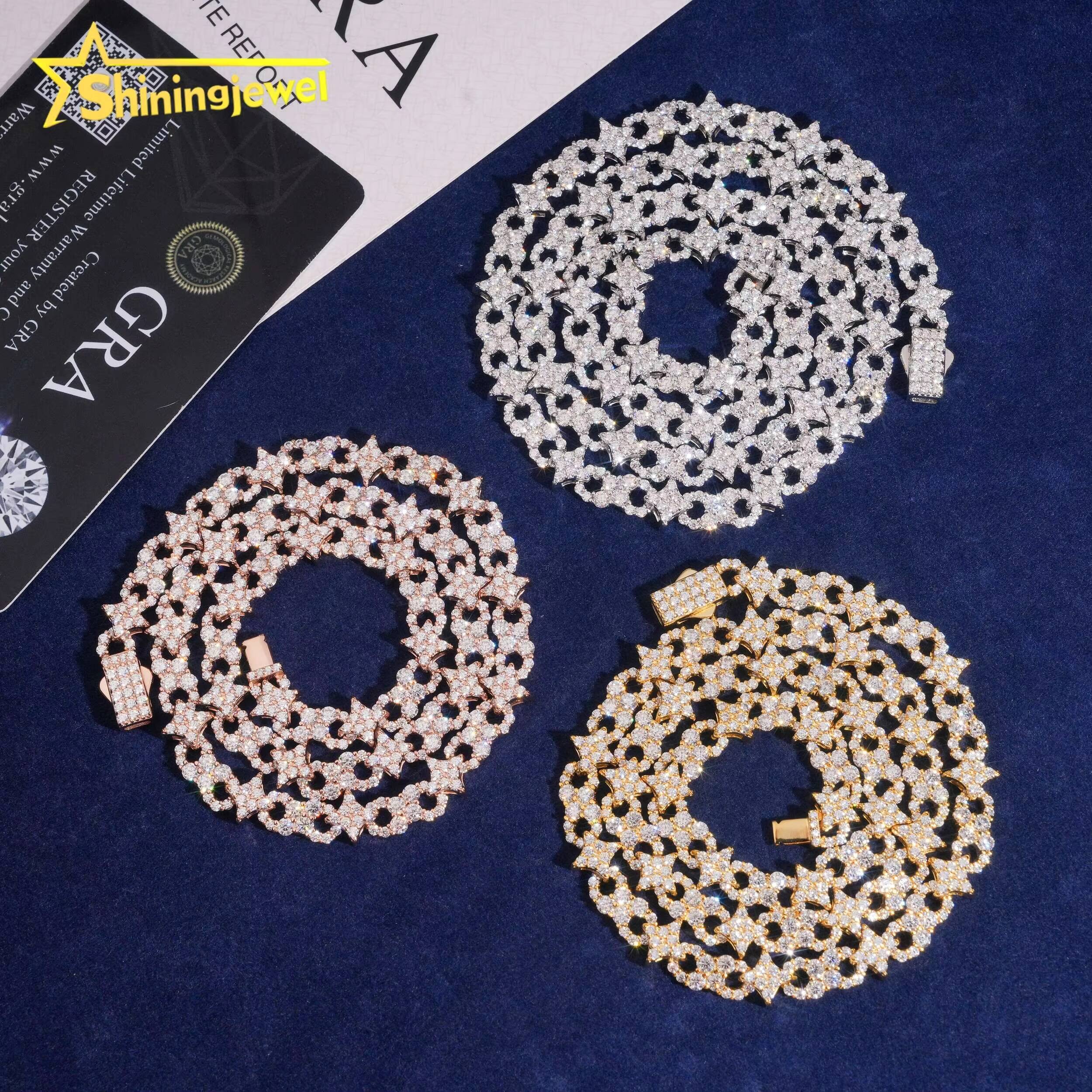 New Small Iced Out Necklace Little Star Infinity Link Chain Moissanite Cuban Bracelet Custom Hip Hop Diamond Cuban Links
