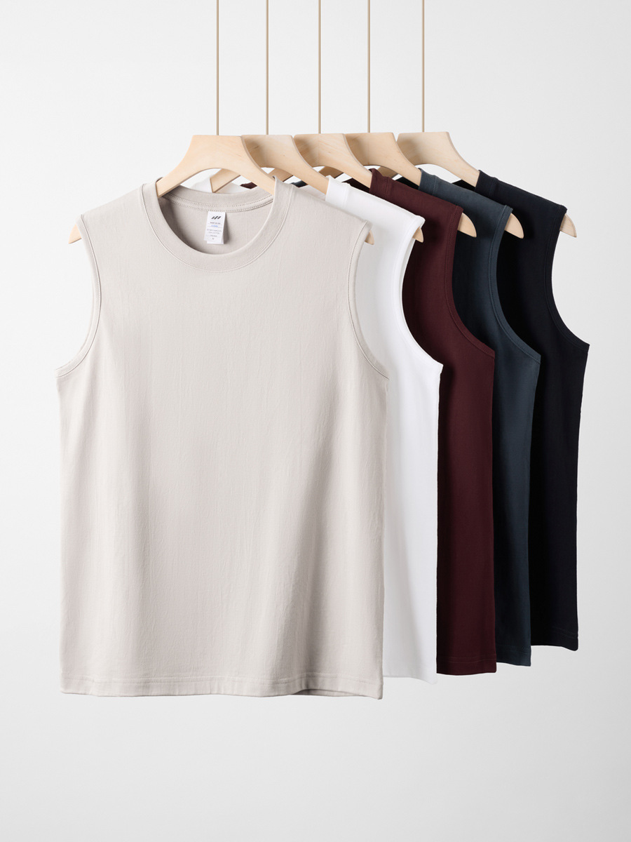 Men's Summer Fitness Muscle Tank Top: Cotton, Loose & Breathable, Sleeveless Vest, Solid Color, Trendy Athletic Tee-03D