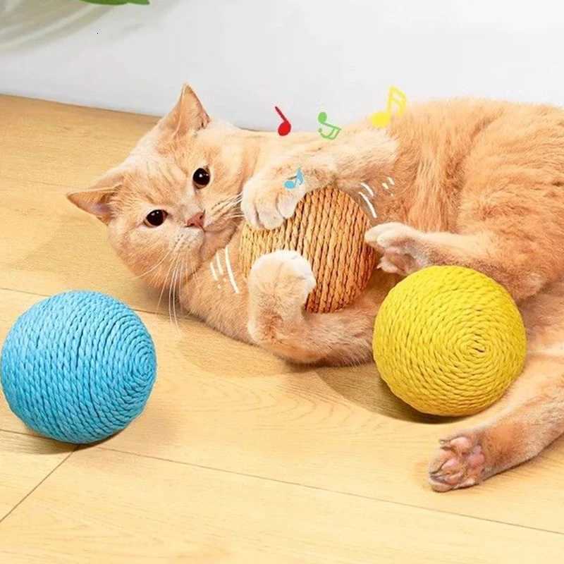 8cm Cat Scratching Ball Interactive Cat Toys Biteresistant Kitten Chasing Ball Pet Sounding Toys for Cats Cat Accessories X250918