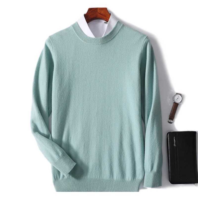 100 Pure Wool Mens ONeck Pullover Solid Large Size Loose Casual Sweater Spring and Autumn Can Be Outdoor Cashmere SweaterZ250918