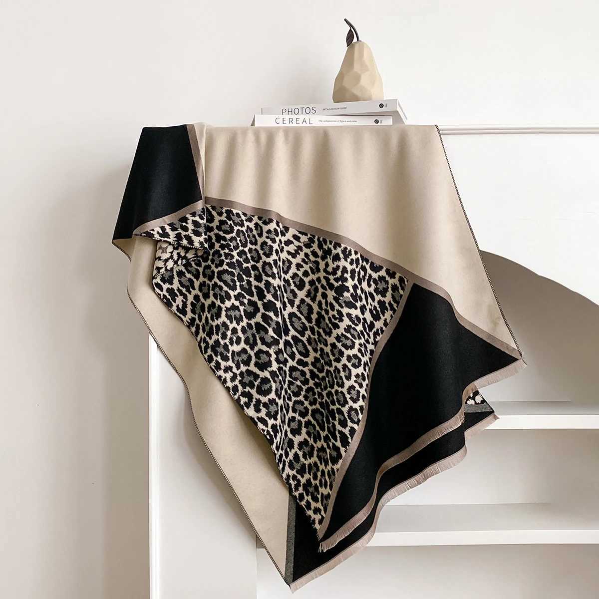 2025 New Elegance TwoSided Leopard Print Scarf Warm Fringe Shl Autumn and Winter Outdoor Coldproof Windproof Blanket Y250918