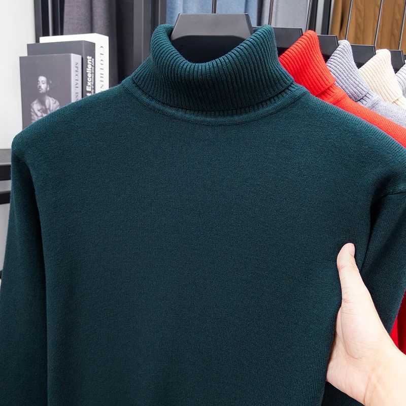 Woolen Sweater Mens Long Sleeved Knitted Base Pullover Sweater High Neck Sweater Business OutfitZ250918